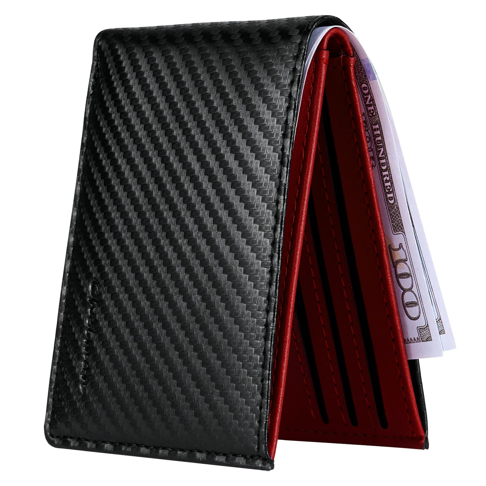Chelmon Slim Wallet for Men ID Window with RFID Blocking Front Pocket Minimalist Bifold Bussiness Card Holder Gift for Men