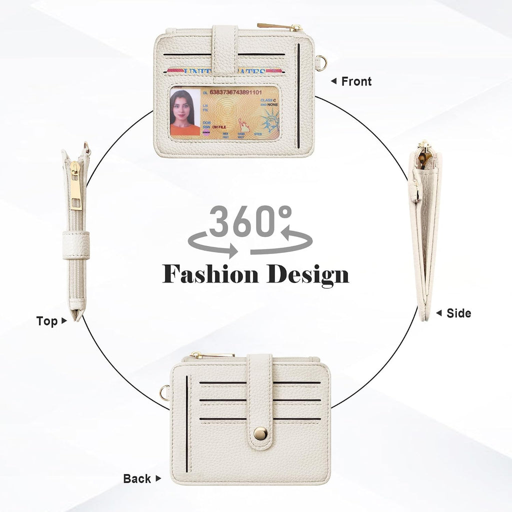 Credit Card Holder for Women, Small Keychain Wristlet Wallets | RFID Blocking Card Wallet with Silicone Beaded, Tassel, ID Window, Keyring and Zipper Coin Pocket