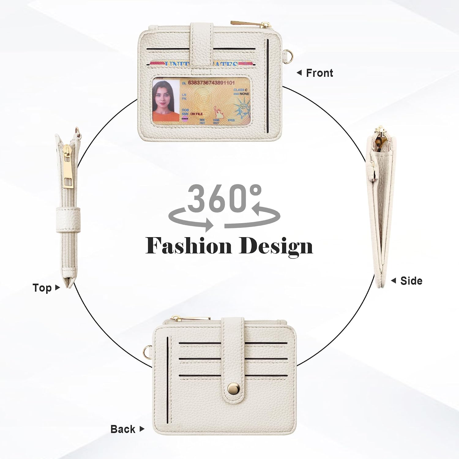 Credit Card Holder for Women, Small Keychain Wristlet Wallets | RFID Blocking Card Wallet with Silicone Beaded, Tassel, ID Window, Keyring and Zipper Coin Pocket