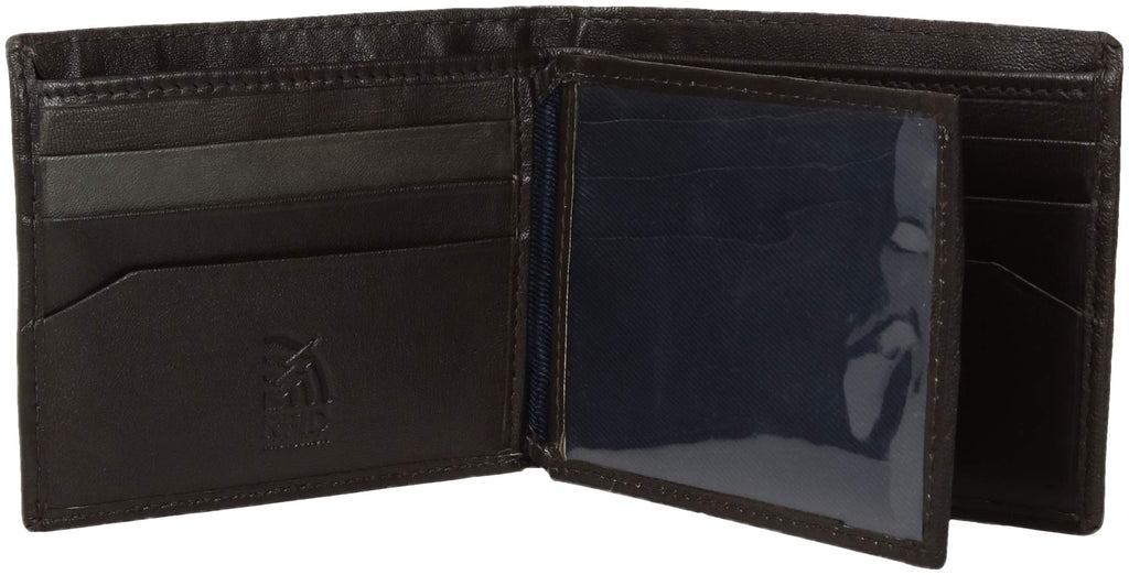 Steve Madden Men's Slim Leather Wallet with Extra Capacity Attached Flip Pockets