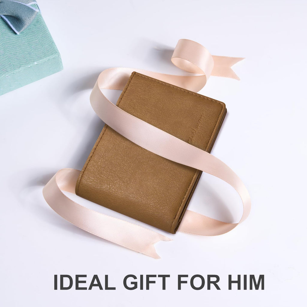 Cartera delgada Chelmon para hombre con ventana de identificación y bloqueo RFID, tarjetero minimalista plegable de bolsillo frontal para tarjetas de visita, regalo para hombres