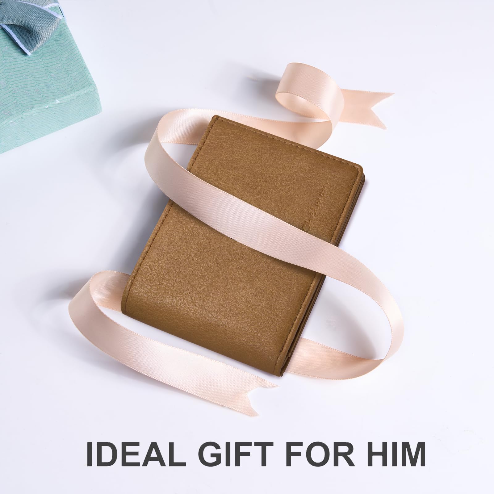 Cartera delgada Chelmon para hombre con ventana de identificación y bloqueo RFID, tarjetero minimalista plegable de bolsillo frontal para tarjetas de visita, regalo para hombres