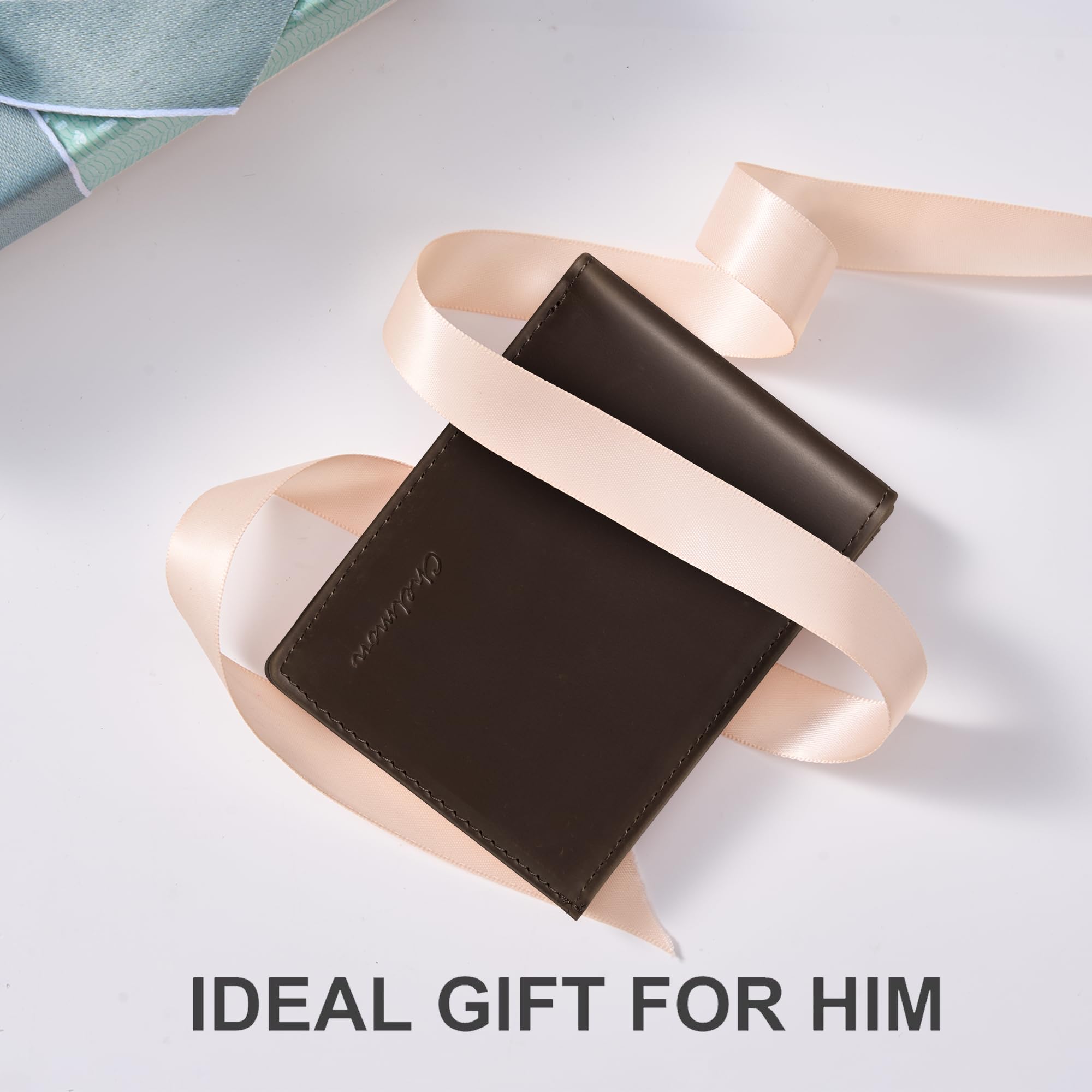 Cartera delgada Chelmon para hombre con ventana de identificación y bloqueo RFID, tarjetero minimalista plegable de bolsillo frontal para tarjetas de visita, regalo para hombres