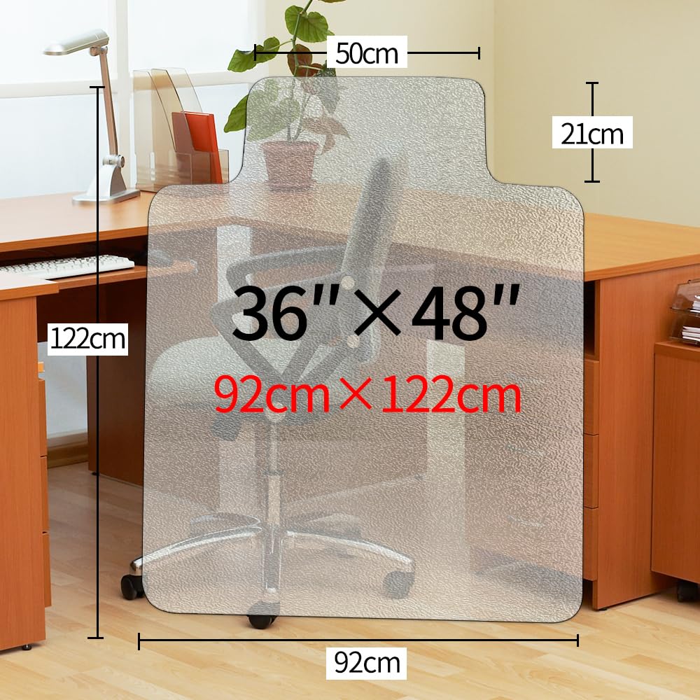 Alfombrilla para silla de oficina Kasepie de PVC esmerilado de 1,5 mm de grosor, para suelos duros, no apta para suelos de moqueta - Alfombrilla protectora para baldosas de madera de 45 x 53 pulgadas (114x135 cm)