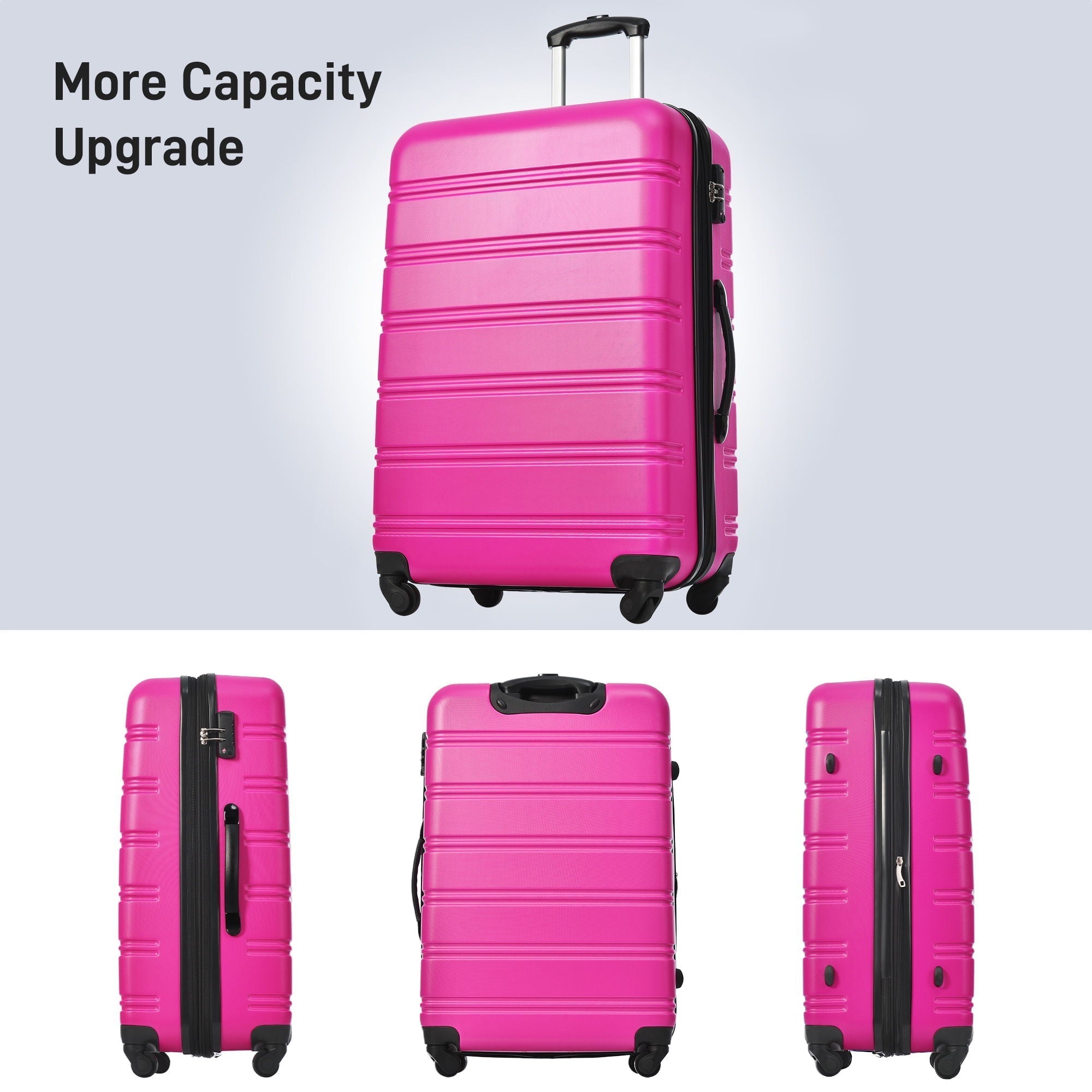 Hardshell Luggage Sets 2 Pieces + Bag Spinner Suitcase With TSA Lock Lightweight - Pink