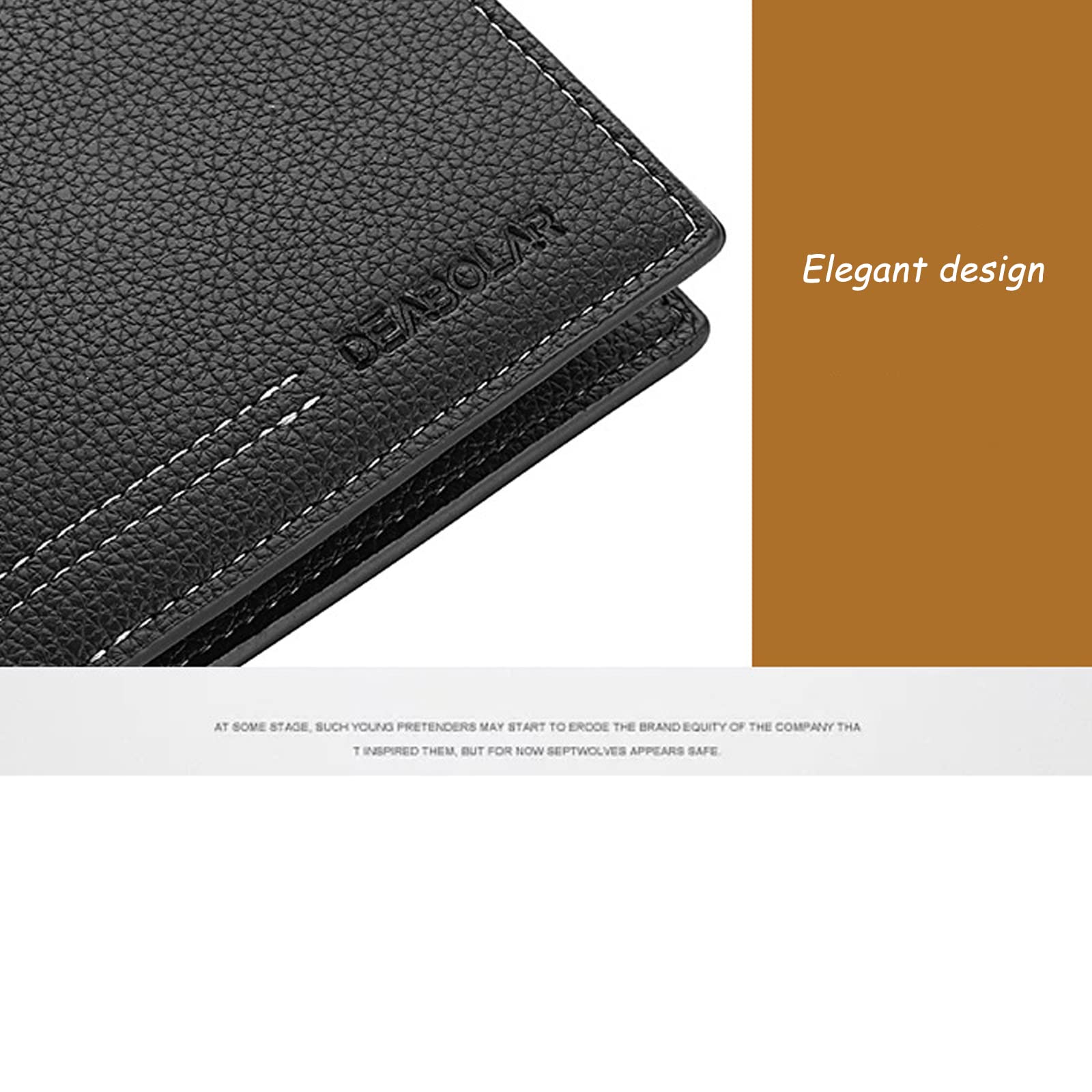 Men Wallet Black PU Material 4 Card Holder 2 Money Pockets 1 Clear Window Suitable for Gifts without RFID Slim Small for Traveling