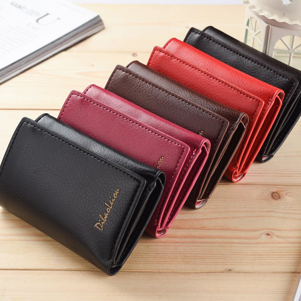 Men Wallet Black PU Material 4 Card Holder 2 Money Pockets 1 Clear Window Suitable for Gifts without RFID Slim Small for Traveling