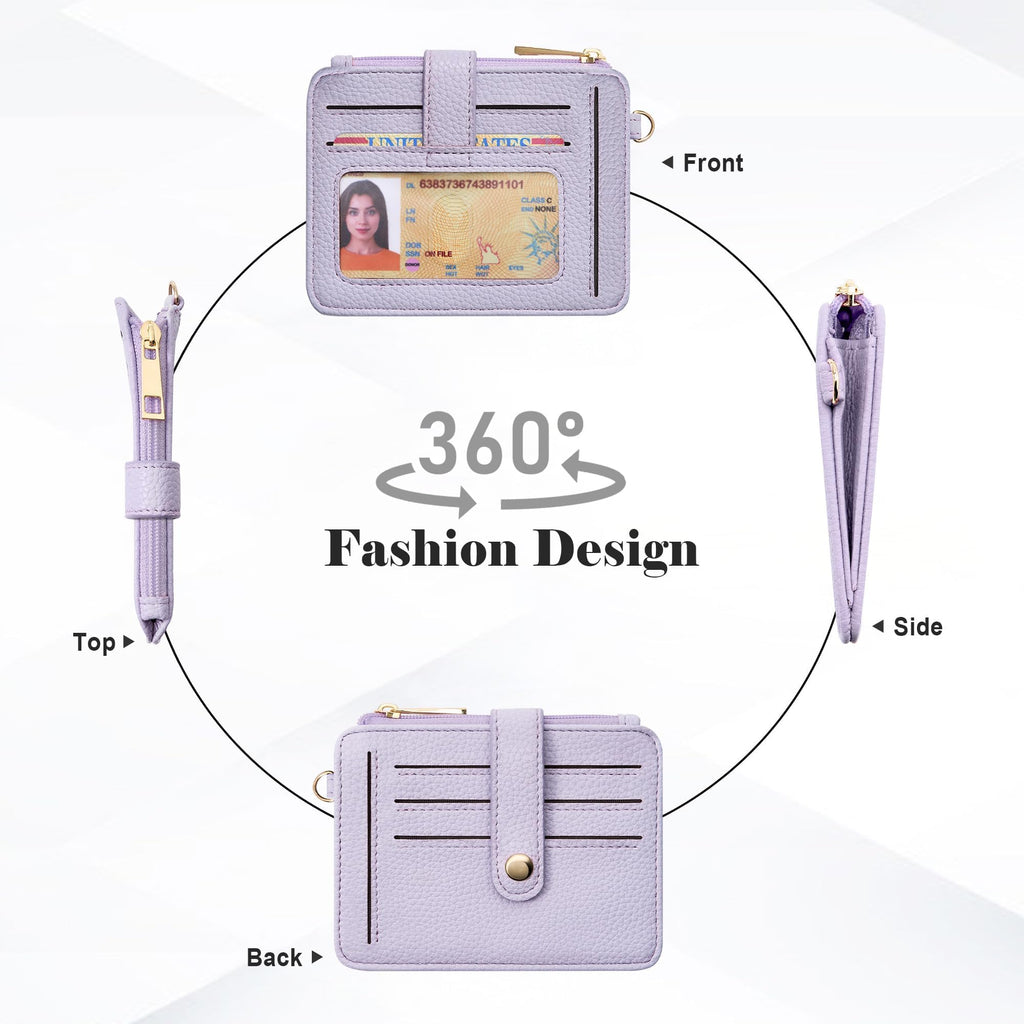 Credit Card Holder for Women, Small Keychain Wristlet Wallets | RFID Blocking Card Wallet with Silicone Beaded, Tassel, ID Window, Keyring and Zipper Coin Pocket
