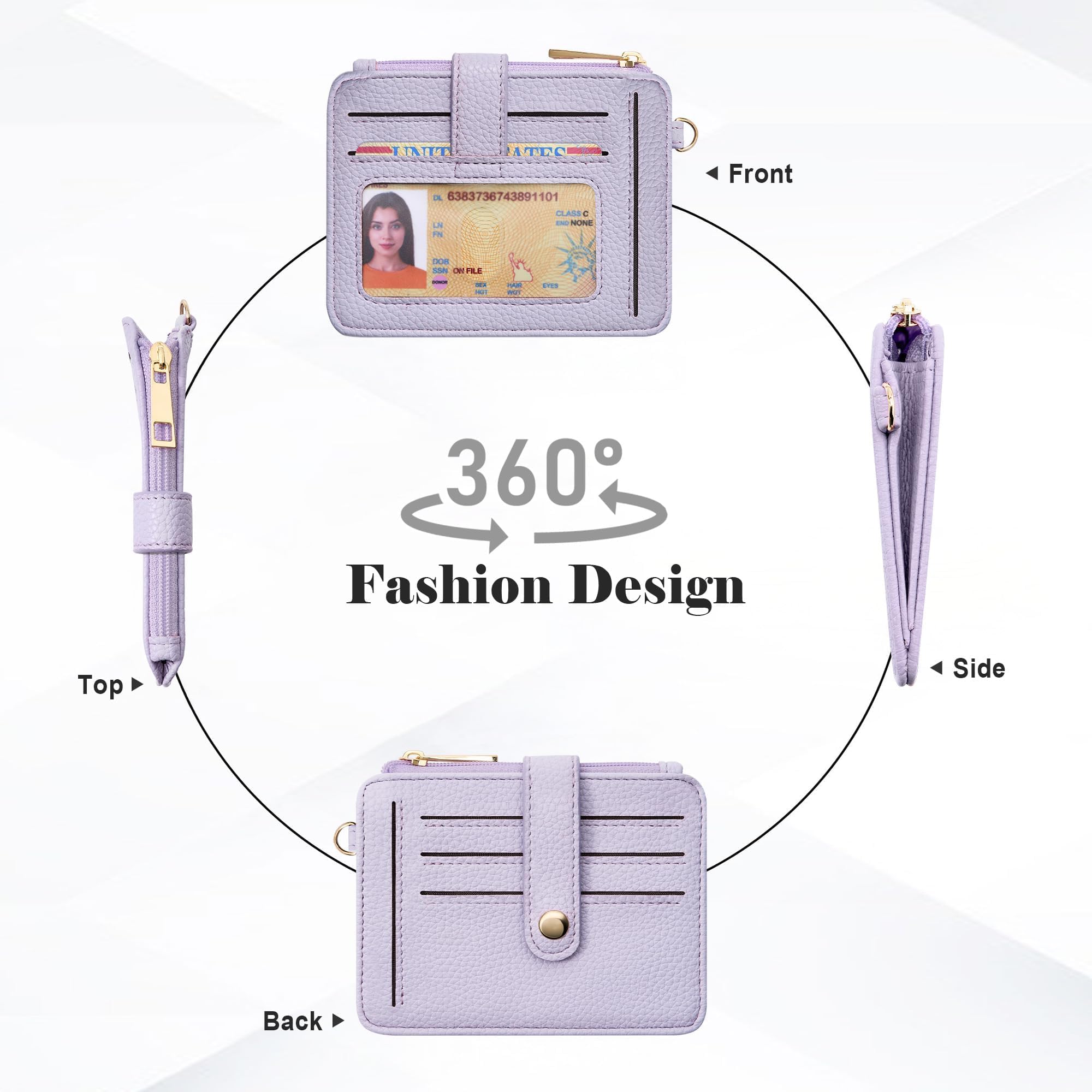 Credit Card Holder for Women, Small Keychain Wristlet Wallets | RFID Blocking Card Wallet with Silicone Beaded, Tassel, ID Window, Keyring and Zipper Coin Pocket