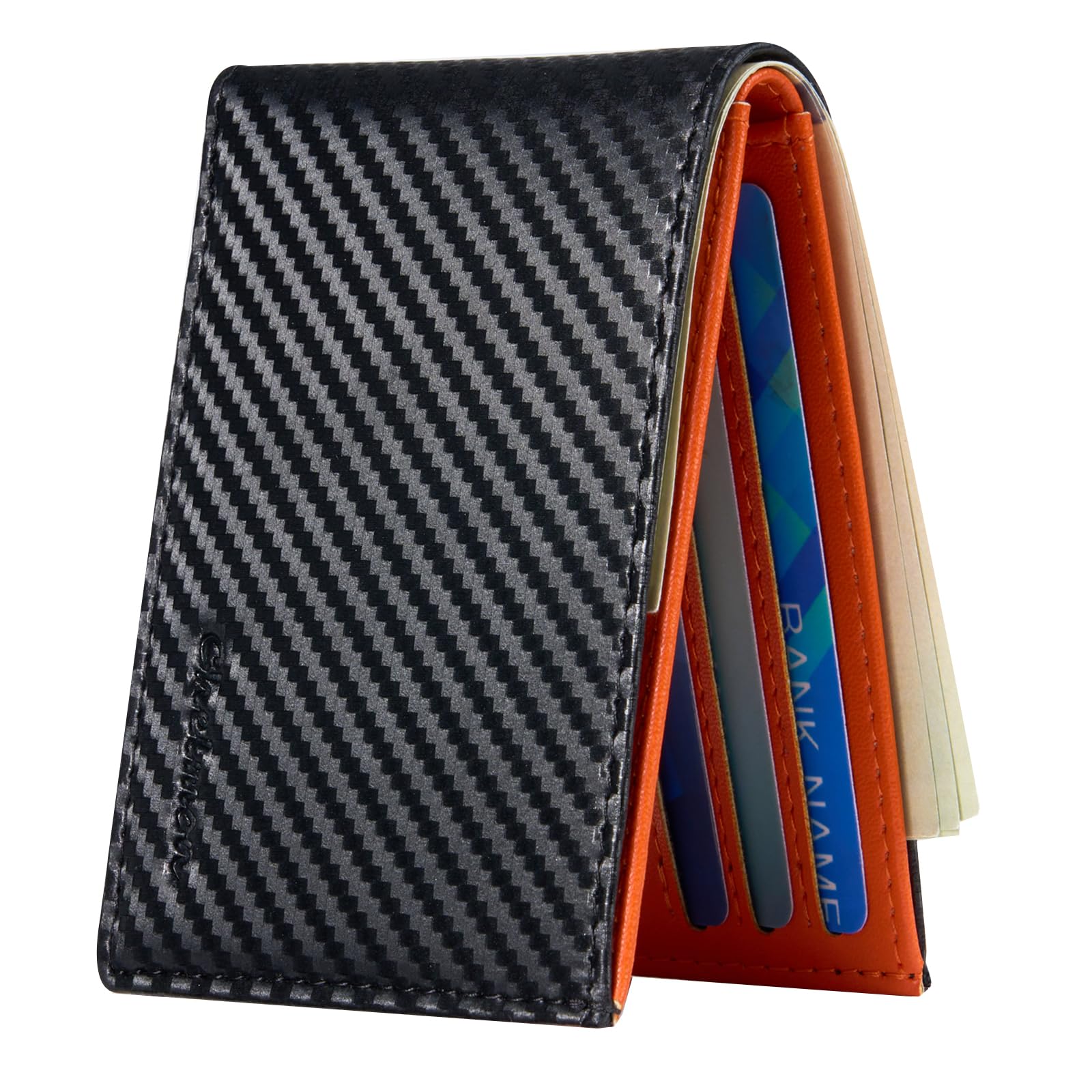 Chelmon Slim Wallet for Men ID Window with RFID Blocking Front Pocket Minimalist Bifold Bussiness Card Holder Gift for Men