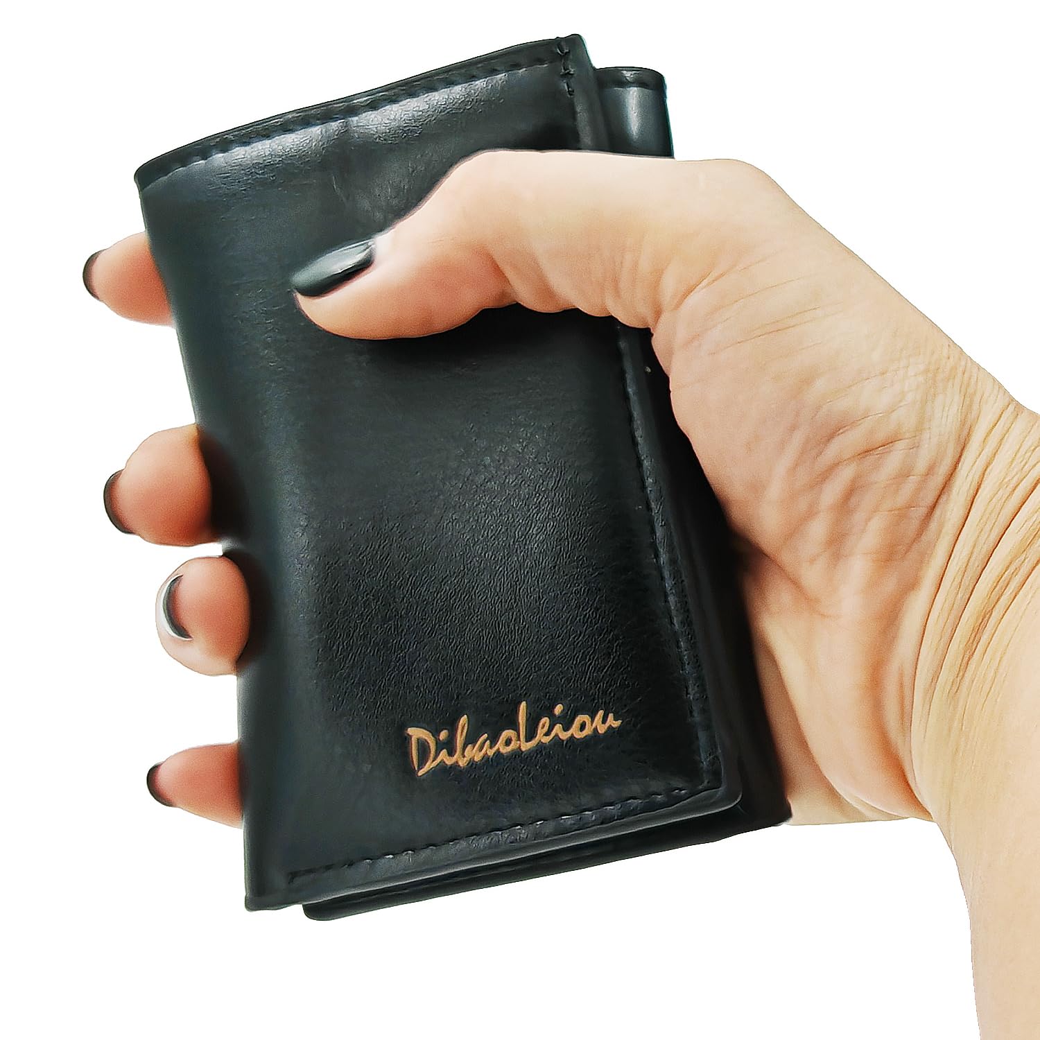 Men Wallet Black PU Material 4 Card Holder 2 Money Pockets 1 Clear Window Suitable for Gifts without RFID Slim Small for Traveling