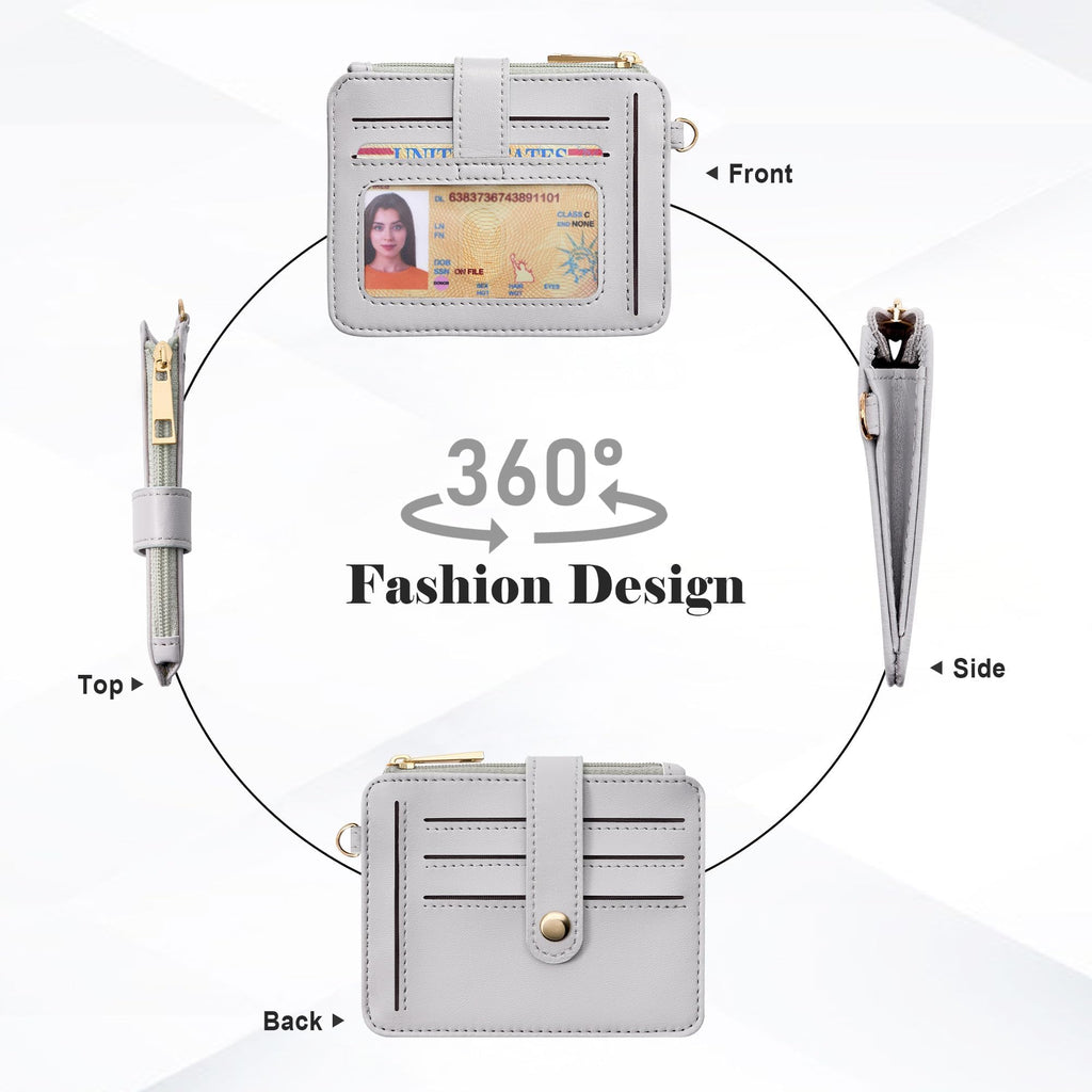 Credit Card Holder for Women, Small Keychain Wristlet Wallets | RFID Blocking Card Wallet with Silicone Beaded, Tassel, ID Window, Keyring and Zipper Coin Pocket