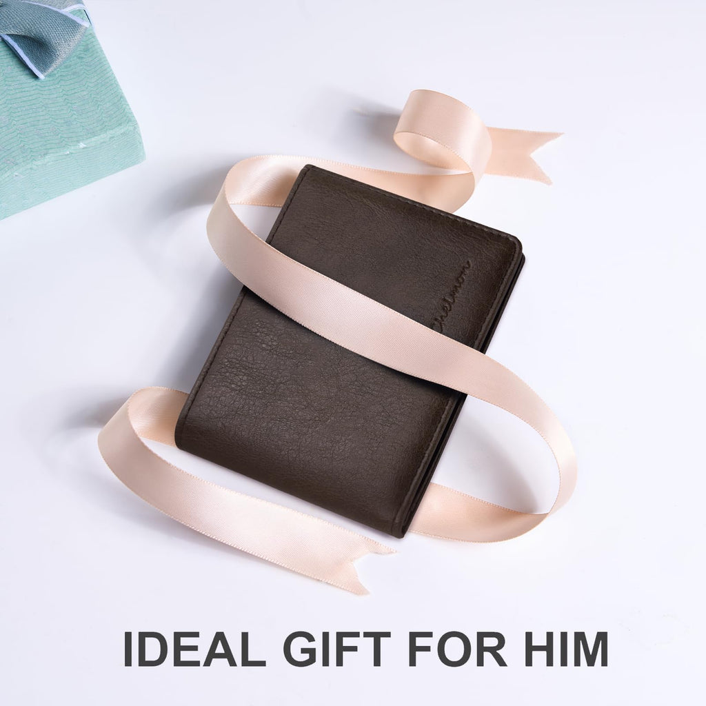 Cartera delgada Chelmon para hombre con ventana de identificación y bloqueo RFID, tarjetero minimalista plegable de bolsillo frontal para tarjetas de visita, regalo para hombres