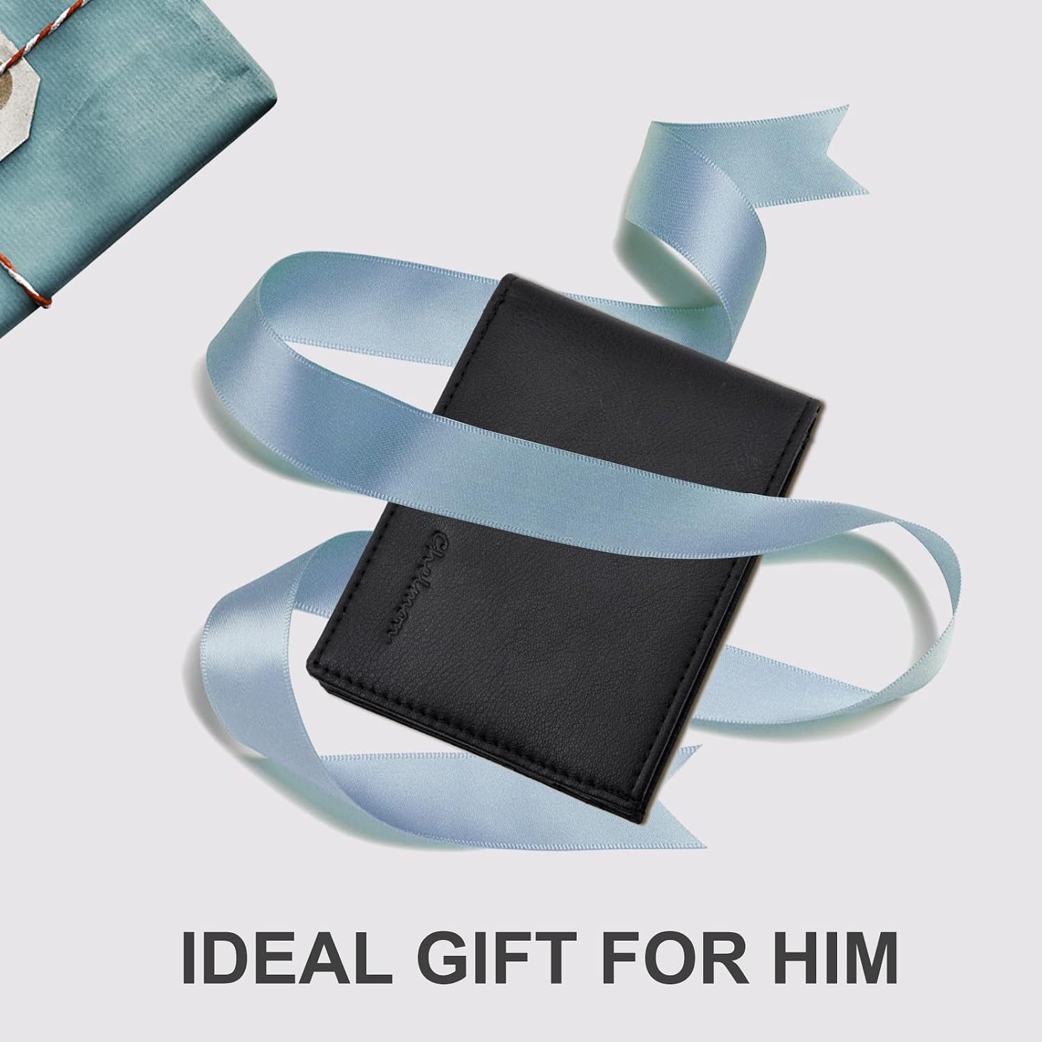 Cartera delgada Chelmon para hombre con ventana de identificación y bloqueo RFID, tarjetero minimalista plegable de bolsillo frontal para tarjetas de visita, regalo para hombres