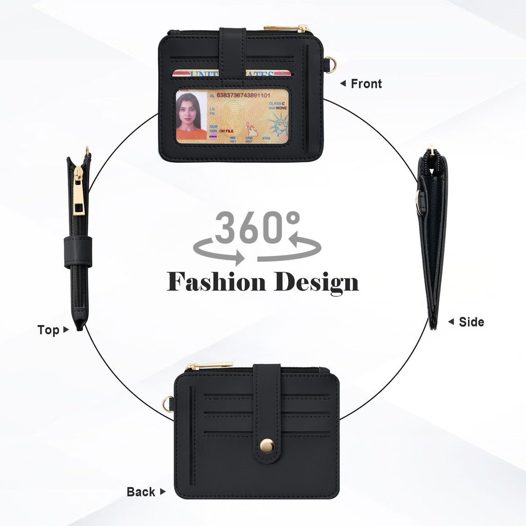 Credit Card Holder for Women, Small Keychain Wristlet Wallets | RFID Blocking Card Wallet with Silicone Beaded, Tassel, ID Window, Keyring and Zipper Coin Pocket