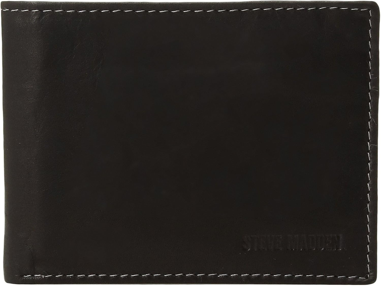 Steve Madden Men's Slim Leather Wallet with Extra Capacity Attached Flip Pockets