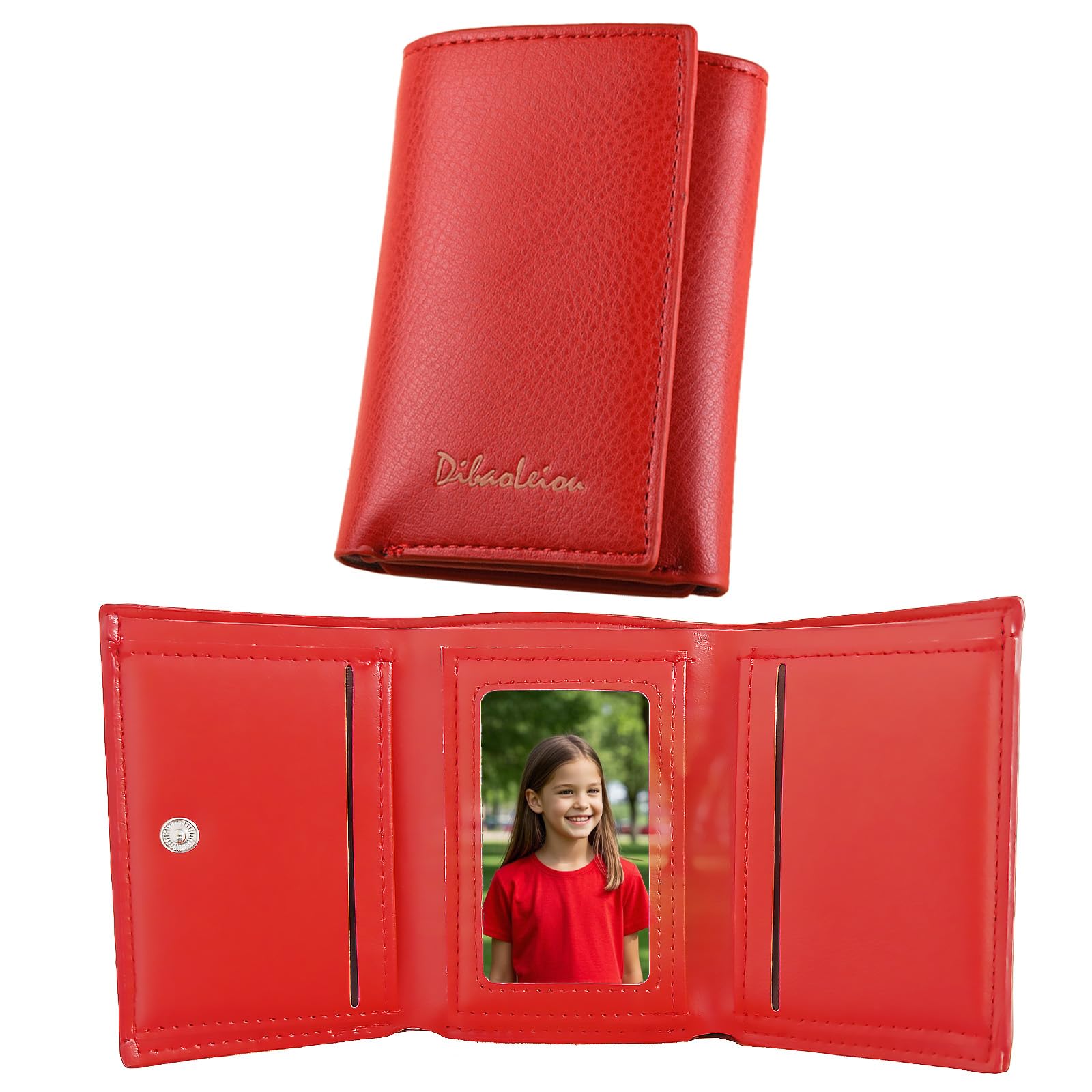 Men Wallet Black PU Material 4 Card Holder 2 Money Pockets 1 Clear Window Suitable for Gifts without RFID Slim Small for Traveling