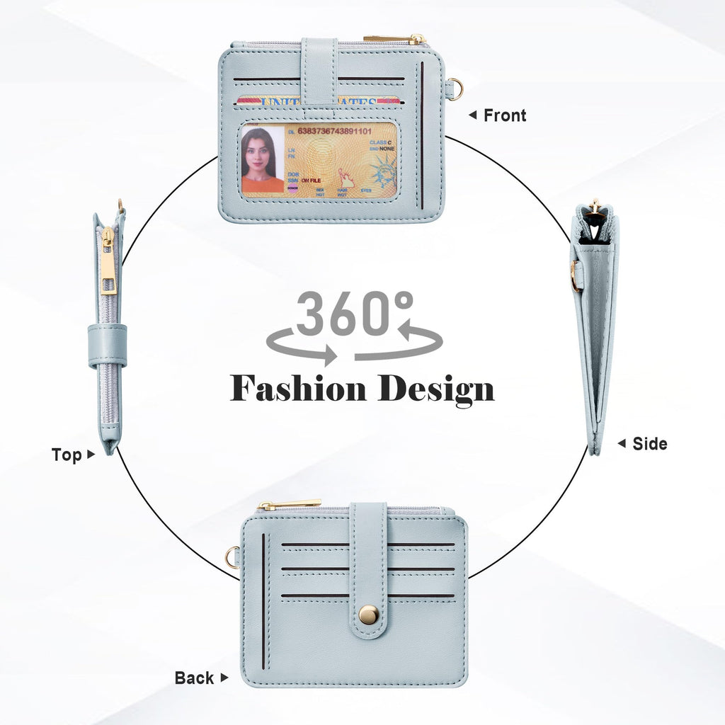 Credit Card Holder for Women, Small Keychain Wristlet Wallets | RFID Blocking Card Wallet with Silicone Beaded, Tassel, ID Window, Keyring and Zipper Coin Pocket