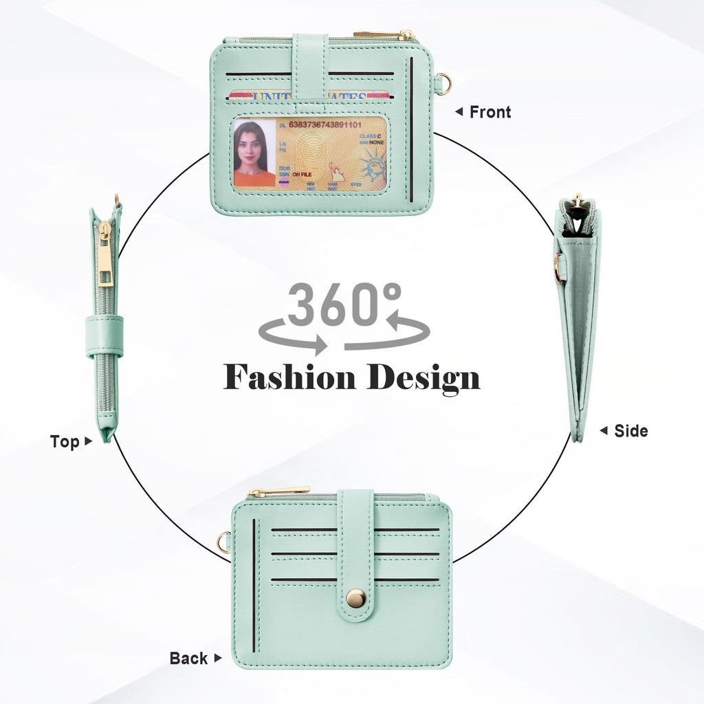 Credit Card Holder for Women, Small Keychain Wristlet Wallets | RFID Blocking Card Wallet with Silicone Beaded, Tassel, ID Window, Keyring and Zipper Coin Pocket