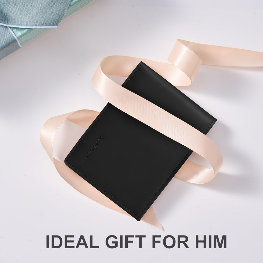 Cartera delgada Chelmon para hombre con ventana de identificación y bloqueo RFID, tarjetero minimalista plegable de bolsillo frontal para tarjetas de visita, regalo para hombres