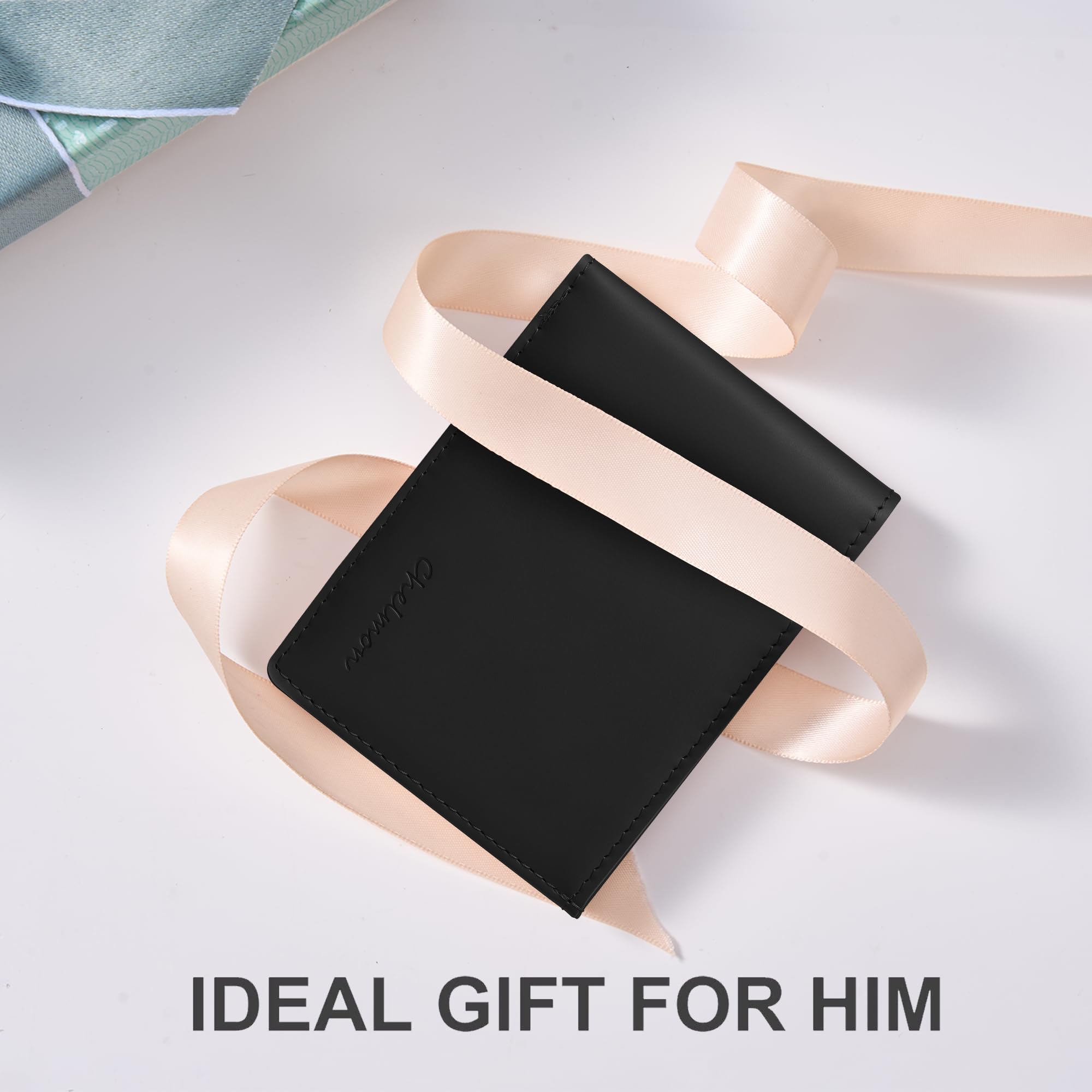 Cartera delgada Chelmon para hombre con ventana de identificación y bloqueo RFID, tarjetero minimalista plegable de bolsillo frontal para tarjetas de visita, regalo para hombres