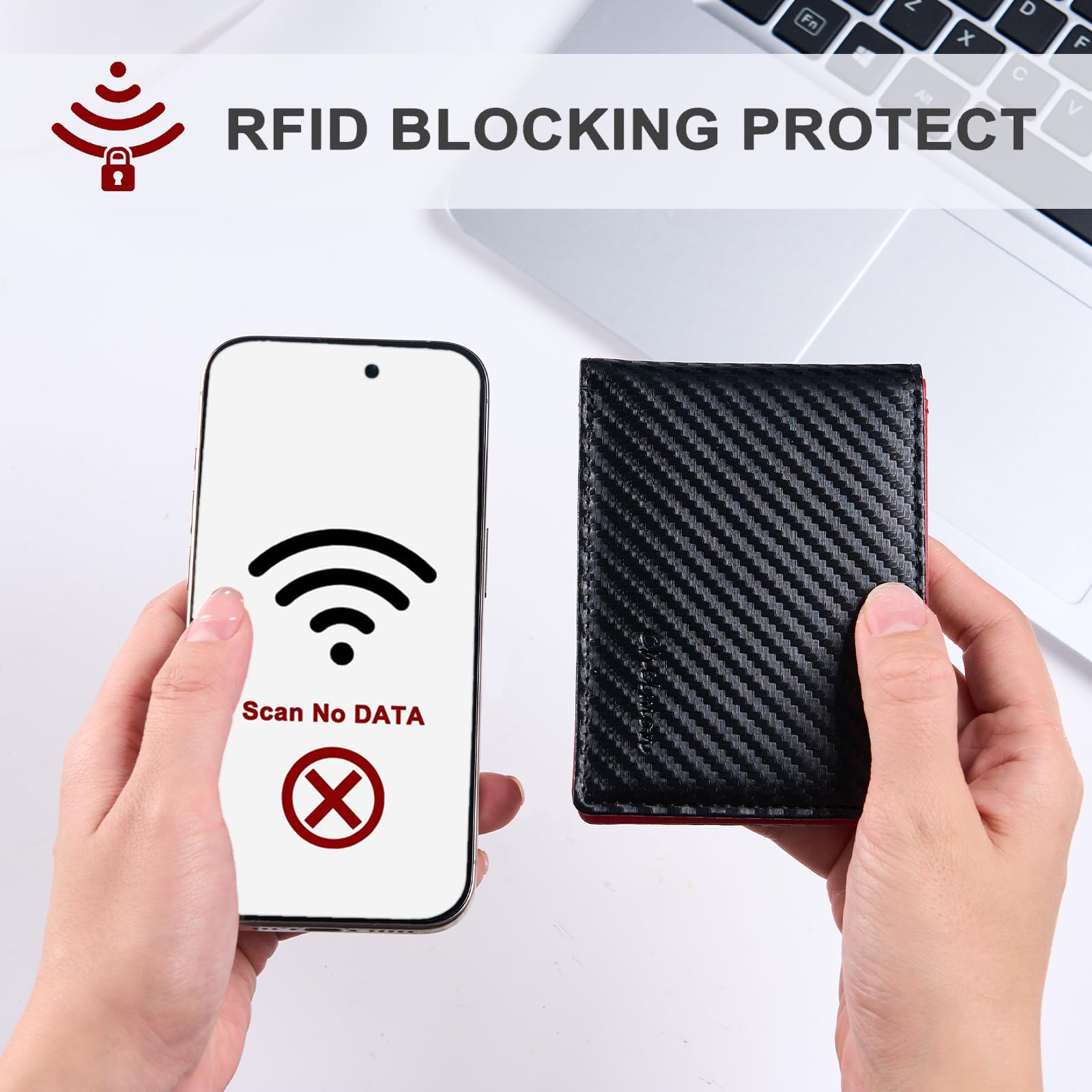 Cartera delgada Chelmon para hombre con ventana de identificación y bloqueo RFID, tarjetero minimalista plegable de bolsillo frontal para tarjetas de visita, regalo para hombres