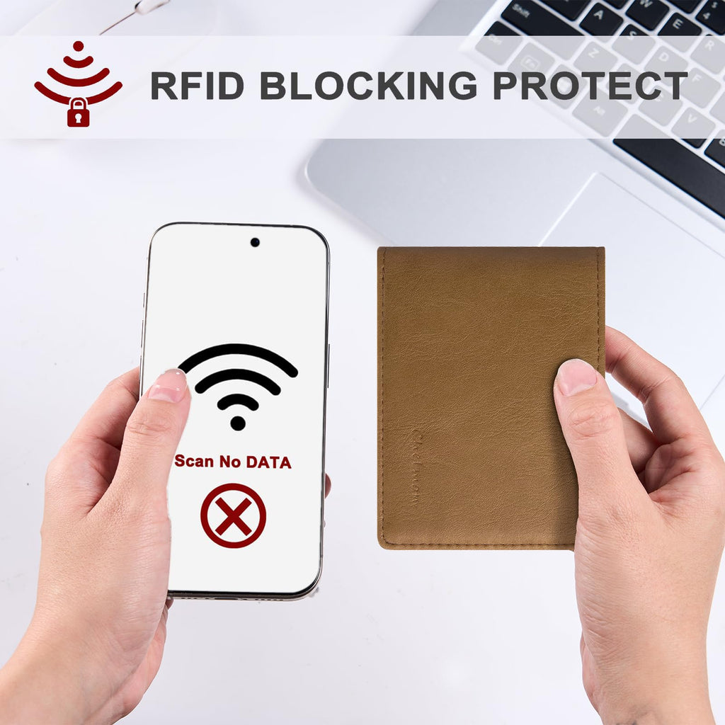 Cartera delgada Chelmon para hombre con ventana de identificación y bloqueo RFID, tarjetero minimalista plegable de bolsillo frontal para tarjetas de visita, regalo para hombres