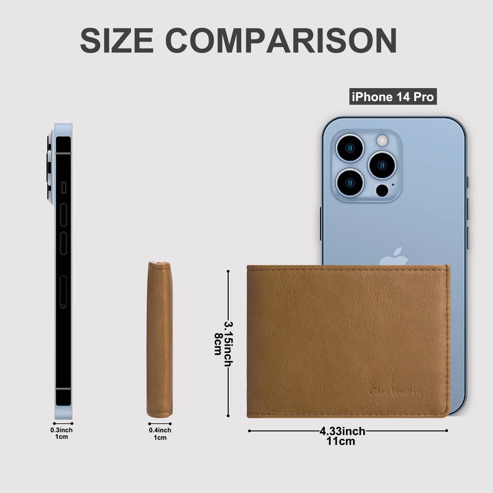 Cartera delgada Chelmon para hombre con ventana de identificación y bloqueo RFID, tarjetero minimalista plegable de bolsillo frontal para tarjetas de visita, regalo para hombres