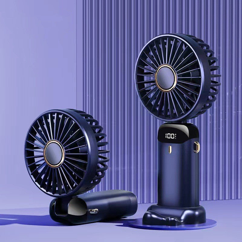 3-in-1 Mini Fan — LED Display, 5 Speeds, Neck/Desk/Handheld