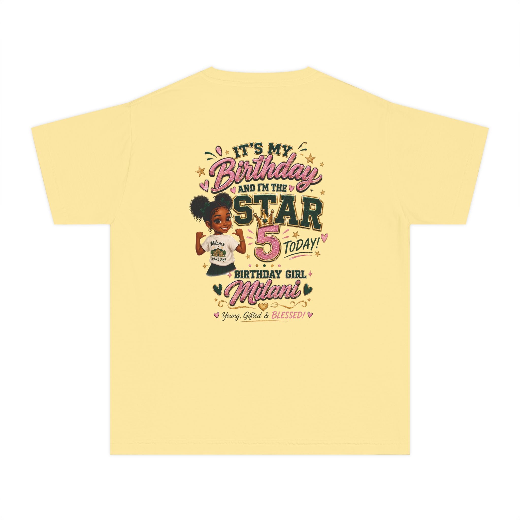Youth Tee — "Birthday Girl 5" Personalized Kids' 5th Birthday Shirt