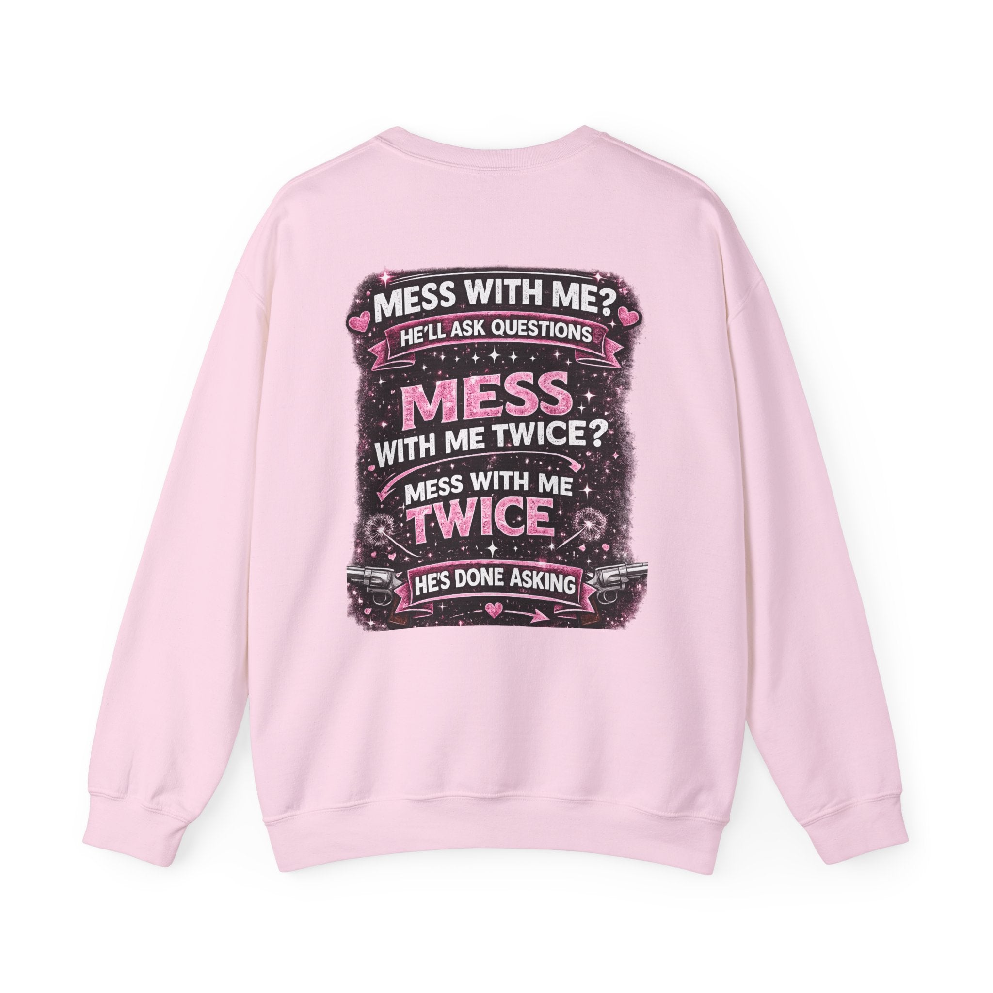 Crewneck Sweatshirt — "Lucky Daughter, Crazy Dad" Pink Graphic Father-Daughter Pullover