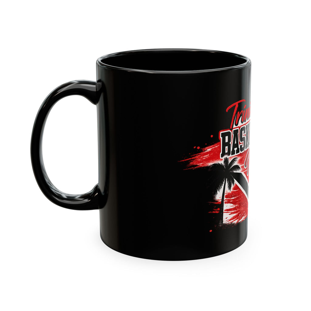 Taza de baloncesto de mamá trinitense — Taza de café de baloncesto con palmeras tropicales