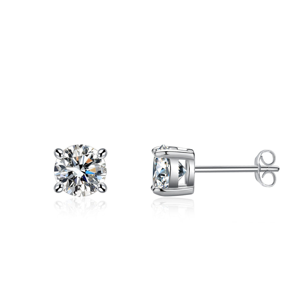 Pendientes de moissanita con incrustaciones de cuatro puntas de plata de ley S925
