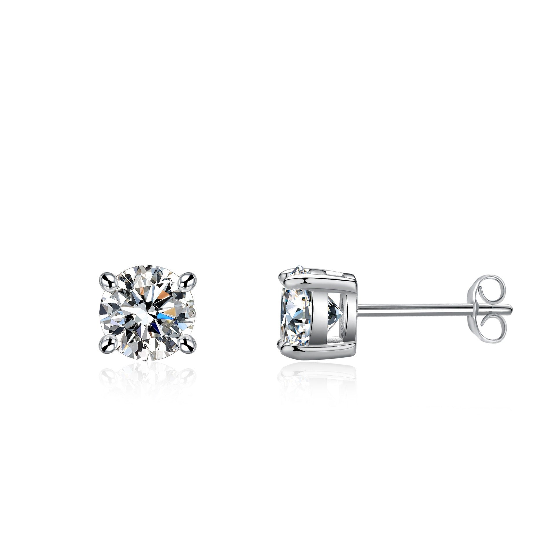 Pendientes de moissanita con incrustaciones de cuatro puntas de plata de ley S925