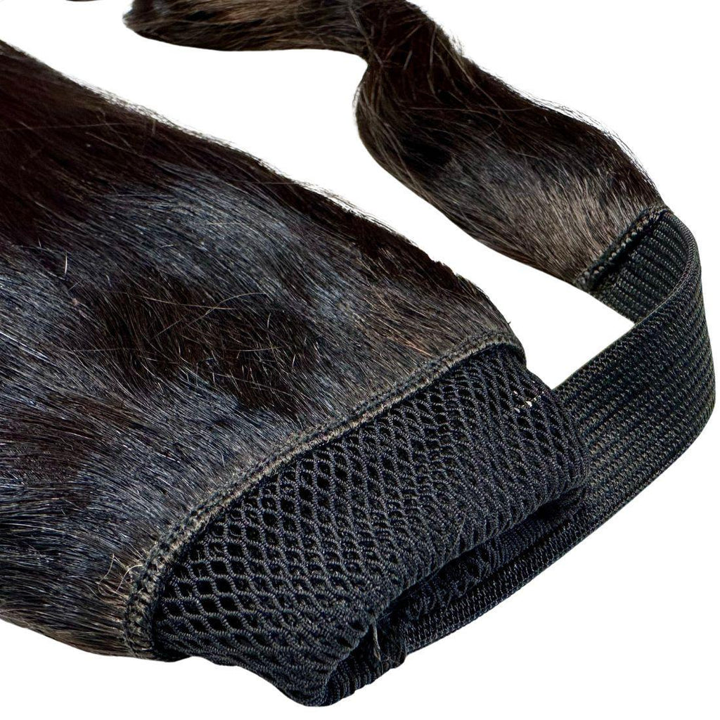 Extensión de cola de caballo de cabello 100% humano negro natural