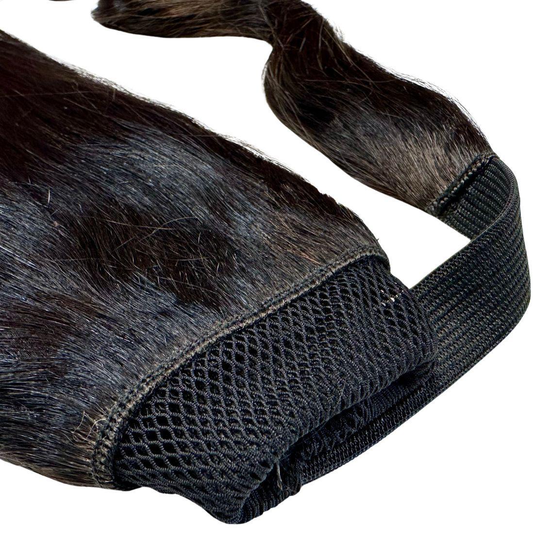 Extensión de cola de caballo de cabello 100% humano negro natural