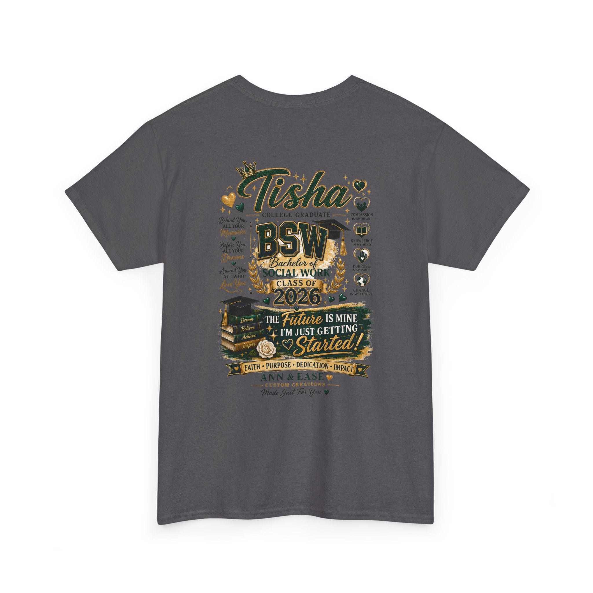 BSW Graduation T‑Shirt — "She Did It!" Personalized 2026 Social Work Grad Tee