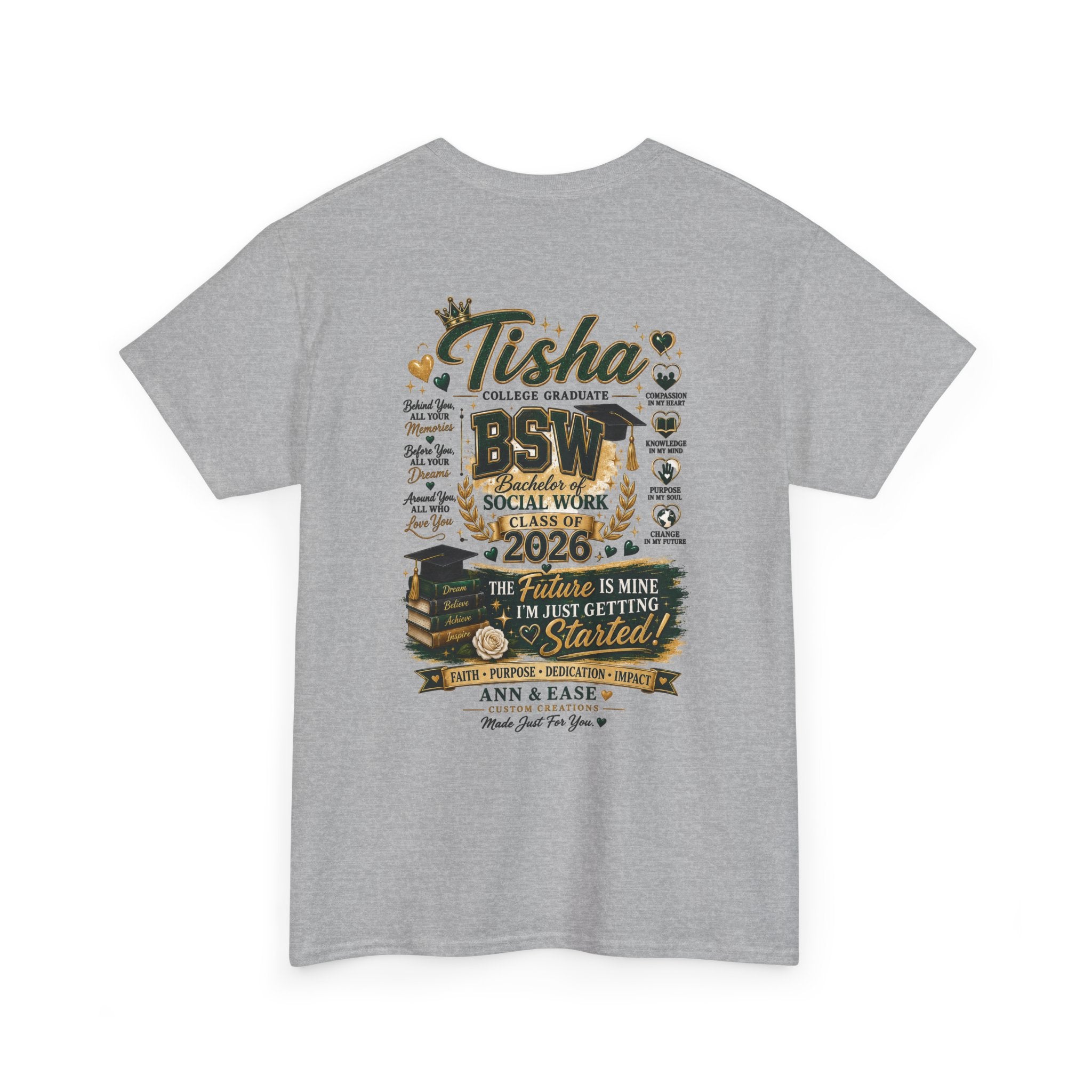 BSW Graduation T‑Shirt — "She Did It!" Personalized 2026 Social Work Grad Tee