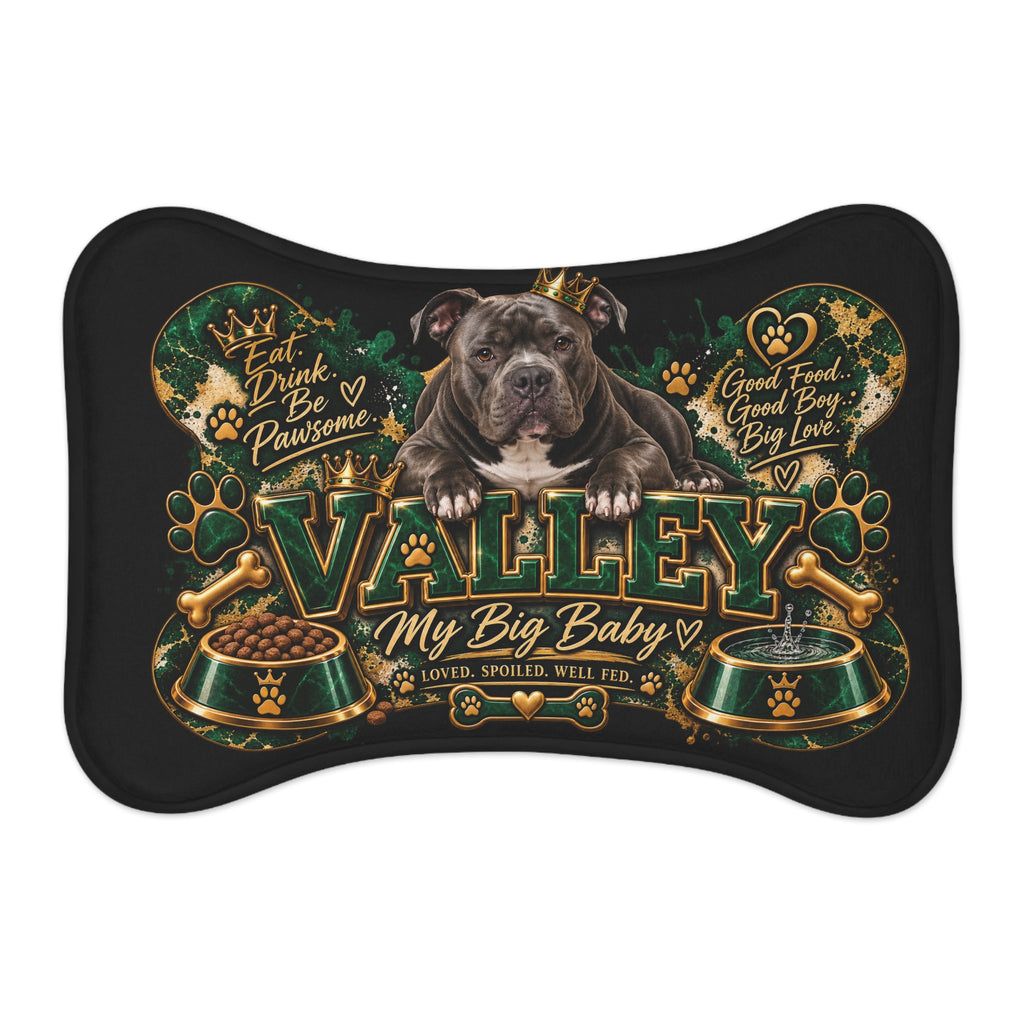 Personalized Dog Feeding Mat — “Valley My Big Baby” Decorative Pet Placemat