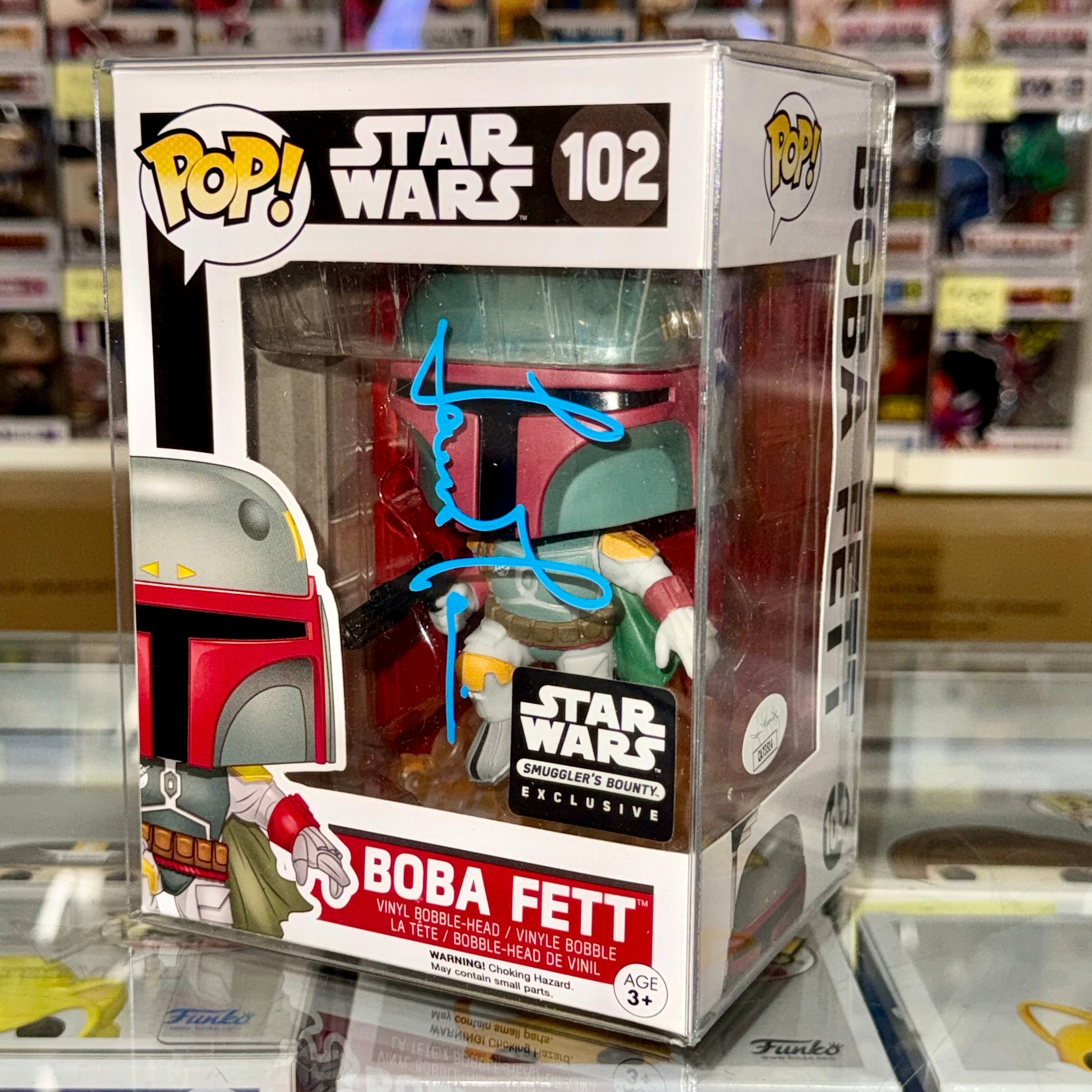 Temuera Morrison Signed Star Wars Boba Fett Funko Pop! #102 Smuggler’s Bounty Vaulted Exclusive With JSA COA