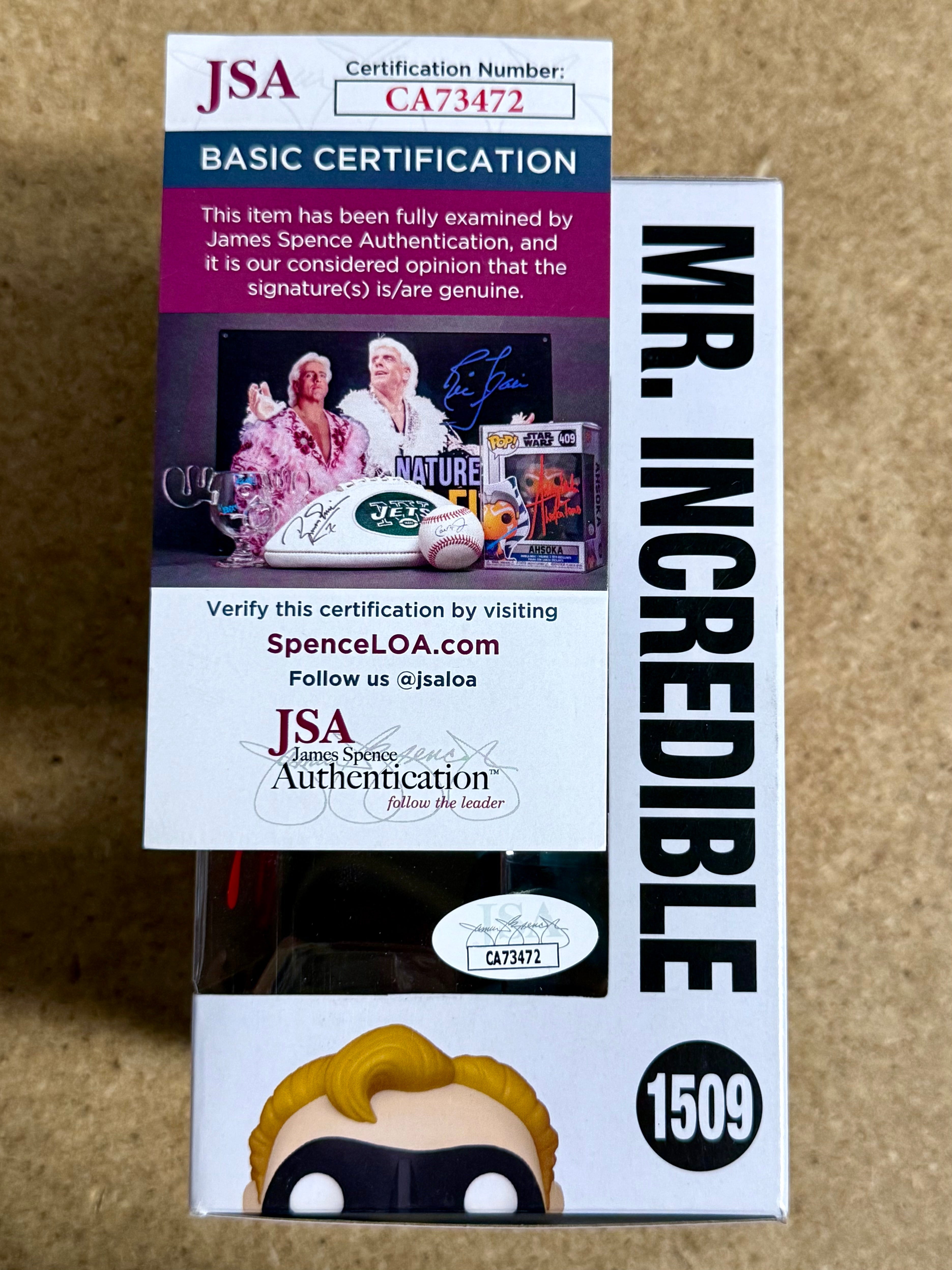 Craig T. Nelson firmó Funko Pop! #1509 de Mr. Increíble de Disney con COA de JSA