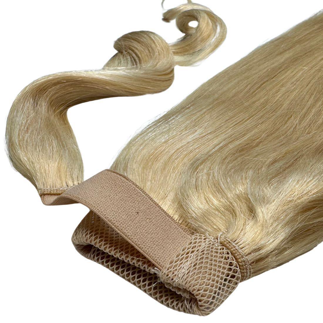 Extensión de coleta de cabello humano 100% rubio platino