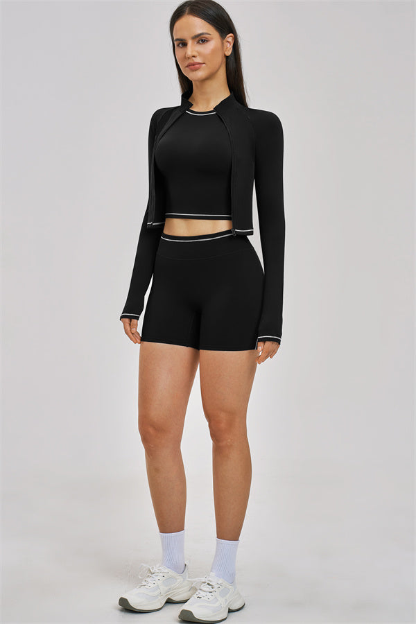 Conjunto de 3 piezas de chaqueta, top corto y pantalón corto Unbound