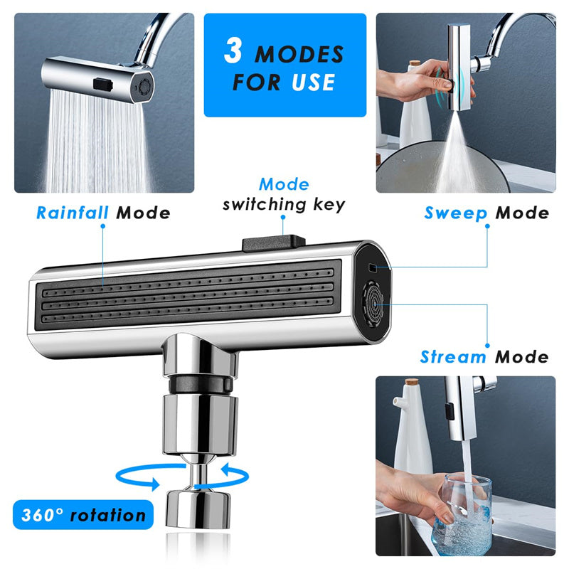 Grifo de cocina, salida de cascada, a prueba de salpicaduras, burbujeador giratorio universal, extensión de boquilla de agua multifuncional, utensilios de cocina