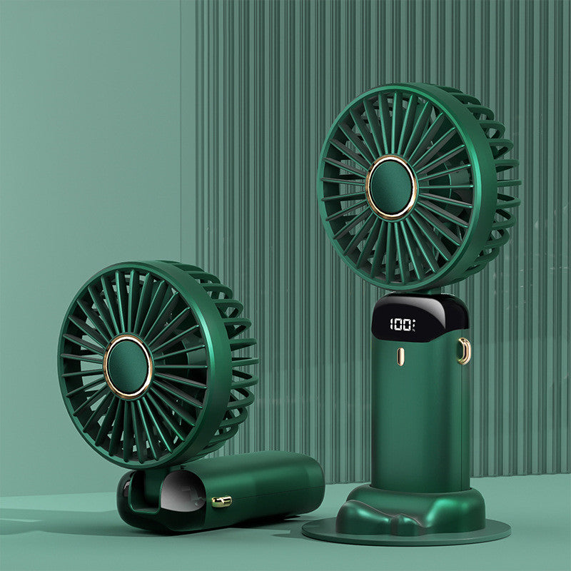 3-in-1 Mini Fan — LED Display, 5 Speeds, Neck/Desk/Handheld