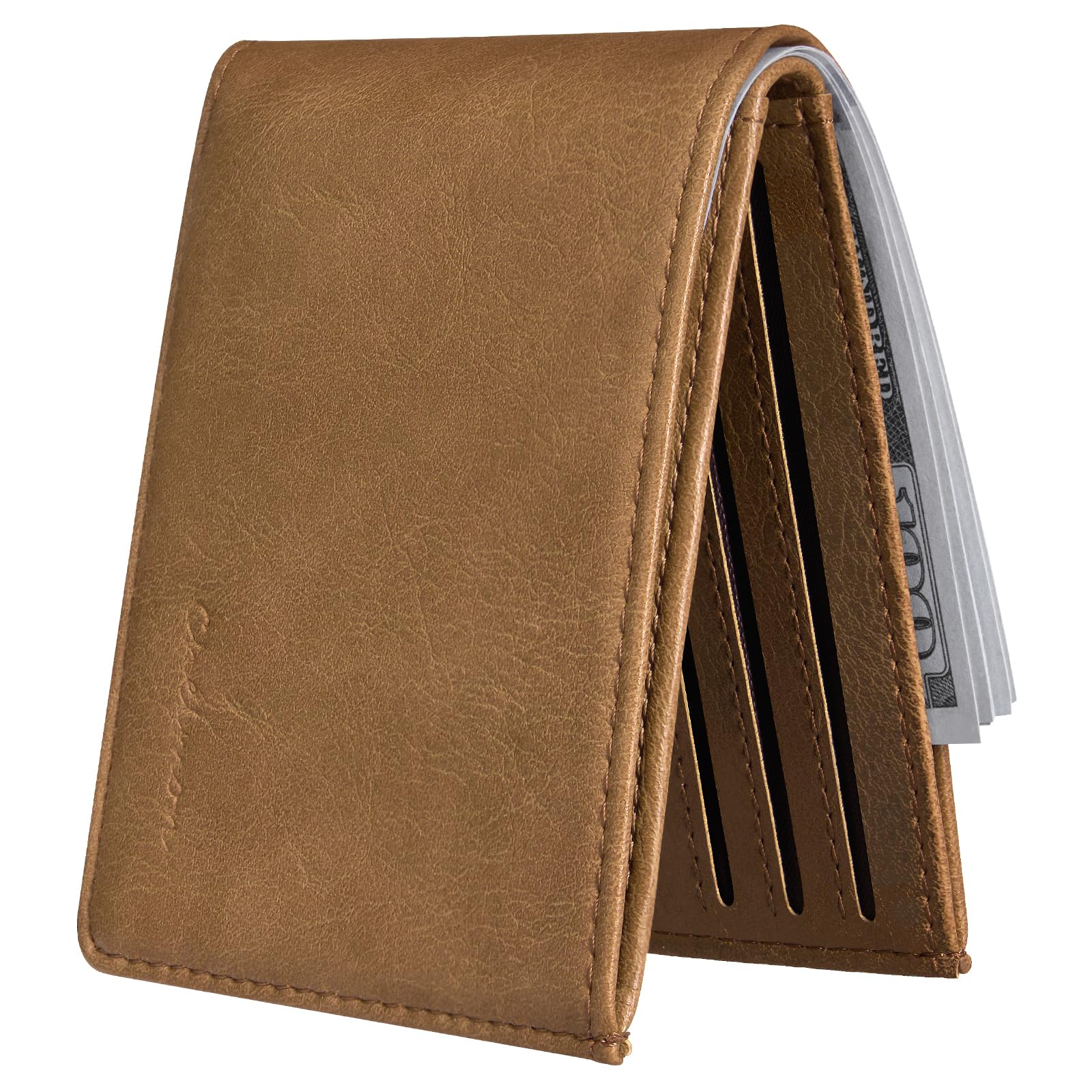 Chelmon Slim Wallet for Men ID Window with RFID Blocking Front Pocket Minimalist Bifold Bussiness Card Holder Gift for Men