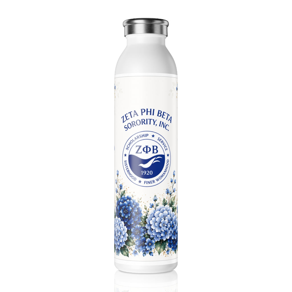 Zeta Phi Beta Floral Slim Water Bottle — Educate Elevate Empower