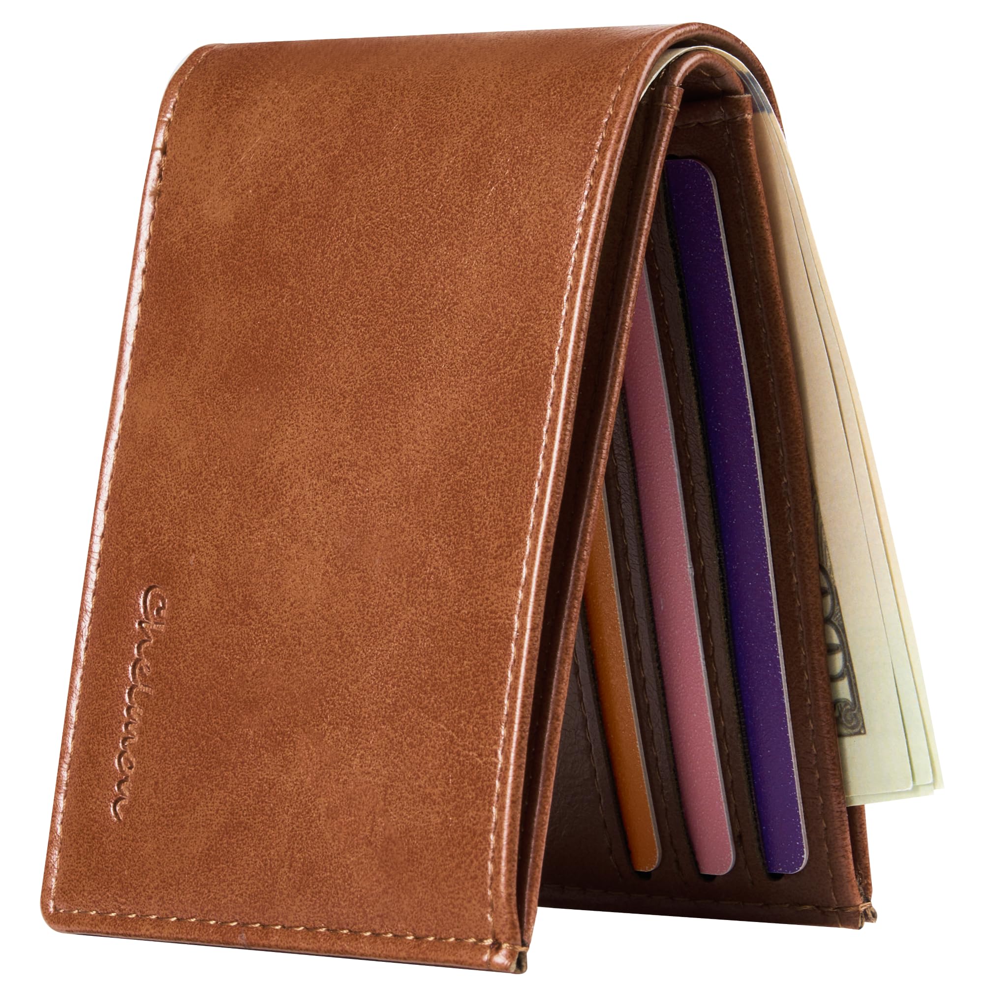 Chelmon Slim Wallet for Men ID Window with RFID Blocking Front Pocket Minimalist Bifold Bussiness Card Holder Gift for Men
