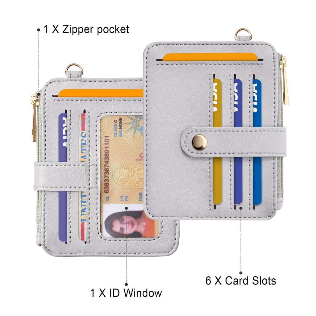 Credit Card Holder for Women, Small Keychain Wristlet Wallets | RFID Blocking Card Wallet with Silicone Beaded, Tassel, ID Window, Keyring and Zipper Coin Pocket