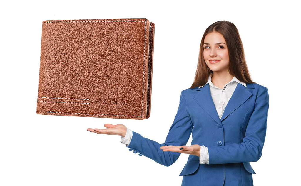 Men Wallet Black PU Material 4 Card Holder 2 Money Pockets 1 Clear Window Suitable for Gifts without RFID Slim Small for Traveling